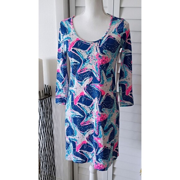 Lilly Pulitzer Indigo Beacon Dress in Star Struck Print Pima Cotton EUC S - Picture 2 of 10